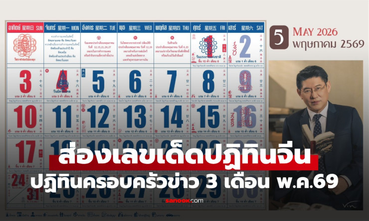 มาแล้ว! เลขเด็ดปฏิทินจีนงวด 16/5/69 วันพระใหญ่ ส่อง 728 280 809 รับโชคใหญ่แบบจุกๆ